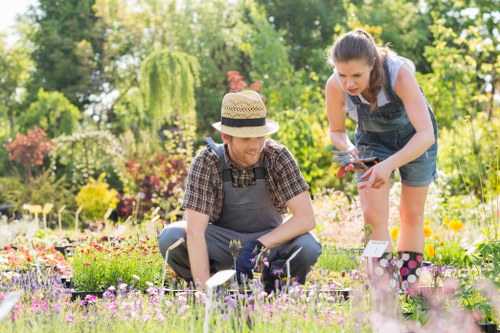 Gardener reviewing a garden plan