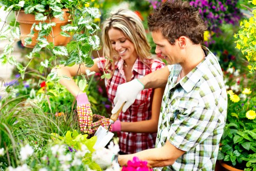 Training session for gardeners using protective equipment
